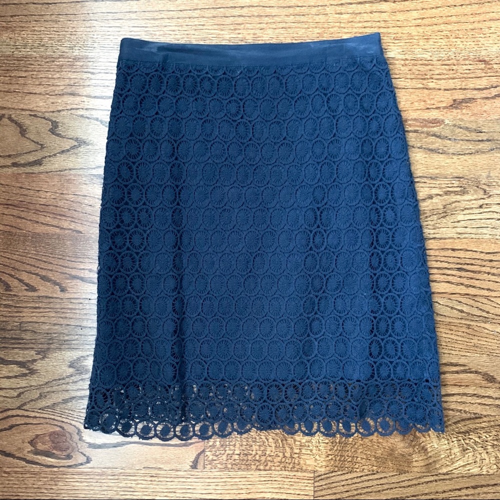 LOFT Navy Lace Pencil Skirt